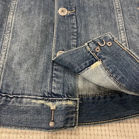Paige Men Blue Scout Jean Jacket Medium Made to Look Worn Cotton/Rayon - Picture 4 of 11